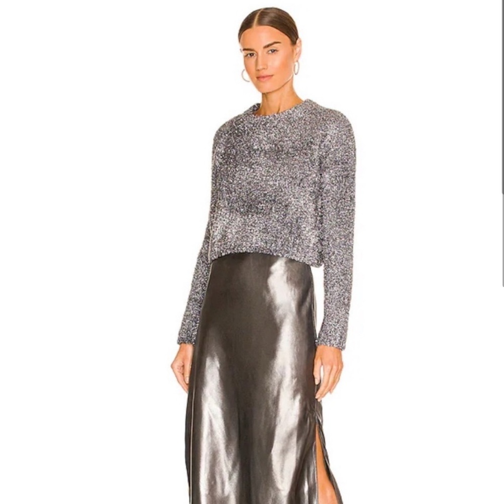 All Saints Metallic Gray Knit Sweater